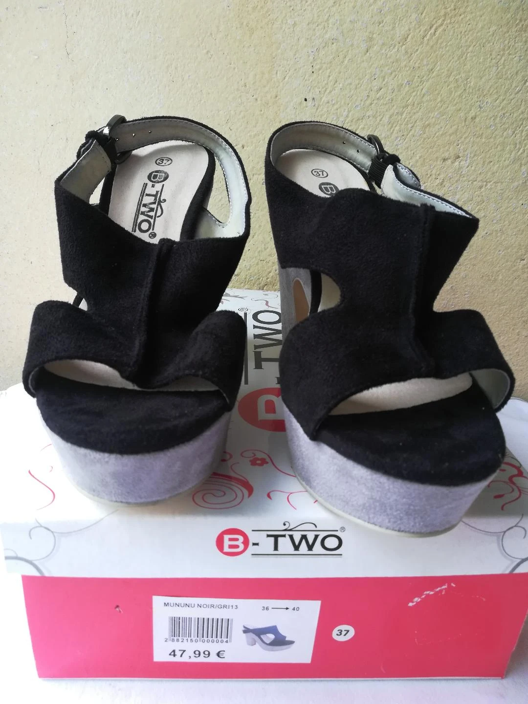 Tweekleurige zwarte/grijze pumps met dikke hoge hak van 12 cm maat 37 - nieuw – photo 5